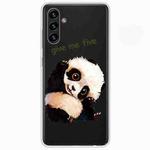 For Samsung Galaxy A13 5G Painted Pattern High Transparent TPU Phone Case(Tilted Head Panda)
