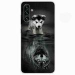 For Samsung Galaxy A13 5G Painted Pattern High Transparent TPU Phone Case(Reflected Wolf)