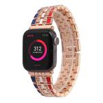 Five-beads Flag Style Steel Strap Watch Band For Apple Watch Series 8&7 41mm / SE 2&6&SE&5&4 40mm / 3&2&1 38mm(Red Blue Rose Gold)