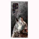 For Samaung Galaxy S22 Ultra 5G Painted Pattern Transparent TPU Phone Case(Howling Wolf)