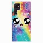 For Samaung Galaxy S22 Ultra 5G Painted Pattern Transparent TPU Phone Case(Starry Cute Cat)