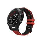 For Garmin Fenix 6 Two-color Silicone Strap Watch Band(Red Black)