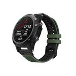 For Garmin Fenix 6 Two-color Silicone Strap Watch Band(Army Green Black)