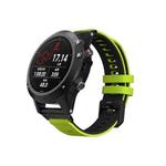 For Garmin Fenix 6 Two-color Silicone Strap Watch Band(Lime Green Black)