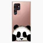 For Samaung Galaxy S22 Ultra 5G Painted Pattern High Transparent TPU Phone Case(Hug Face Panda)
