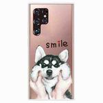 For Samaung Galaxy S22 Ultra 5G Painted Pattern High Transparent TPU Phone Case(Pinch Face Dog)