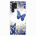 For Samaung Galaxy S22 Ultra 5G Painted Pattern High Transparent TPU Phone Case(White Flower Butterfly)