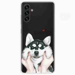 For Samsung Galaxy A13 5G Painted Pattern High Transparent TPU Phone Case(Pinch Face Dog)