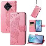 For Infinix Zero 8 Butterfly Love Flowers Embossed Horizontal Flip Leather Case with Holder & Card Slots & Wallet & Lanyard(Pink)
