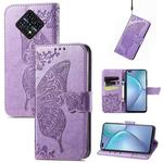 For Infinix Zero 8 Butterfly Love Flowers Embossed Horizontal Flip Leather Case with Holder & Card Slots & Wallet & Lanyard(Light Purple)