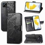 For OPPO Realme C21Y Butterfly Love Flowers Embossed Horizontal Flip Leather Case with Holder & Card Slots & Wallet & Lanyard(Black)