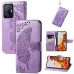 For Xiaomi Mi 11T / 11T Pro Butterfly Love Flowers Embossed Horizontal Flip Leather Case with Holder & Card Slots & Wallet & Lanyard(Light Purple)