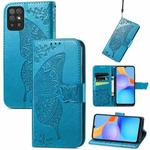 For Honor Play 5T Youth Butterfly Love Flowers Embossed Horizontal Flip Leather Case with Holder & Card Slots & Wallet & Lanyard(Blue)