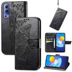 For vivo Y72 5G Butterfly Love Flowers Embossed Horizontal Flip Leather Case with Holder & Card Slots & Wallet & Lanyard(Black)