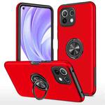 For Xiaomi Mi 11 Lite 5G PC + TPU Shockproof Magnetic Phone Case with Invisible Ring Holder(Red)