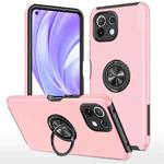 For Xiaomi Mi 11 Lite 5G PC + TPU Shockproof Magnetic Phone Case with Invisible Ring Holder(Rose Gold)