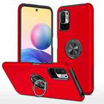 For Xiaomi Redmi Note 10 5G PC + TPU Shockproof Magnetic Phone Case with Invisible Ring Holder(Red)
