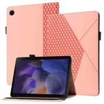 For Samsung Galaxy Tab A8 10.5 2021 X200/X205 Rhombus Skin Feel Horizontal Flip Tablet Leather Case with Card Slots & Holder(Rose Gold)