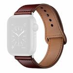 Leather Watch Band For Apple Watch Ultra 49mm / Series 8&7 45mm / SE 2&6&SE&5&4 44mm / 3&2&1 42mm(Red Palm Oil Leather + Black Buckle)
