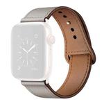 Leather Watch Band For Apple Watch Series 8&7 41mm / SE 2&6&SE&5&4 40mm / 3&2&1 38mm(Ivory + Champagne Gold)