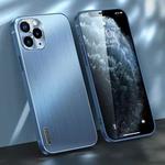 For iPhone 11 Pro Max Brushed Texture Shockproof Phone Case (Navy Blue)