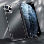 For iPhone 11 Pro Max Brushed Texture Shockproof Phone Case (Black)