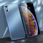For iPhone XS Max Brushed Texture Shockproof Phone Case(Navy Blue)