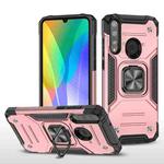 For Huawei Y6P Magnetic Armor Shockproof Phone Case with Metal Ring Holder(Rose Gold)