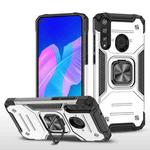 For Huawei Y7P Magnetic Armor Shockproof Phone Case with Metal Ring Holder(Silver)