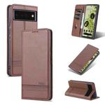 For Google Pixel 6 AZNS Magnetic Calf Texture Horizontal Flip Phone Leather Case(Dark Brown)