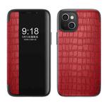 For iPhone 13 mini Crocodile Texture Windows View Horizontal Flip Leather Case (Red)