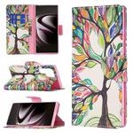 For Samsung Galaxy S22 Ultra 5G Colored Drawing Pattern Horizontal Flip Phone Leather Case with Holder & Card Slots & Wallet(Tree Life)