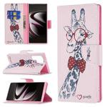 For Samsung Galaxy S22 Ultra 5G Colored Drawing Pattern Horizontal Flip Phone Leather Case with Holder & Card Slots & Wallet(Deer)
