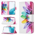For Samsung Galaxy S22+ 5G Colored Drawing Pattern Horizontal Flip Phone Leather Case with Holder & Card Slots & Wallet(Sun Flower)