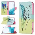 For Samsung Galaxy S22+ 5G Colored Drawing Pattern Horizontal Flip Phone Leather Case with Holder & Card Slots & Wallet(Feather)