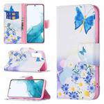 For Samsung Galaxy S22 5G Colored Drawing Pattern Horizontal Flip Phone Leather Case with Holder & Card Slots & Wallet(Butterfly Love)