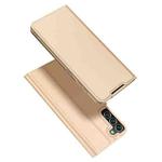 For Samsung Galaxy S22+ 5G DUX DUCIS Skin Pro Series Horizontal Flip Leather Phone Case with Holder & Card Slots(Gold)