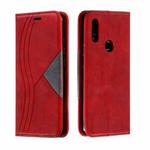 For Xiaomi Redmi 7 Splicing Color Magnetic Hem Horizontal Flip Leather Case with Holder & Card Slots(Red)