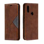 For Xiaomi Redmi 7 Splicing Color Magnetic Hem Horizontal Flip Leather Case with Holder & Card Slots(Brown)