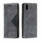For Xiaomi Redmi 7A Splicing Color Magnetic Hem Horizontal Flip Leather Case with Holder & Card Slots(Grey)
