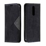 For Xiaomi Redmi 8 Splicing Color Magnetic Hem Horizontal Flip Leather Case with Holder & Card Slots(Black)