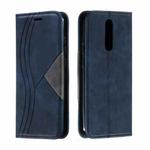 For Xiaomi Redmi 8 Splicing Color Magnetic Hem Horizontal Flip Leather Case with Holder & Card Slots(Blue)