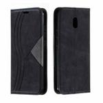 For Xiaomi Redmi 8A Splicing Color Magnetic Hem Horizontal Flip Leather Case with Holder & Card Slots(Black)