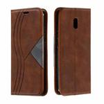 For Xiaomi Redmi 8A Splicing Color Magnetic Hem Horizontal Flip Leather Case with Holder & Card Slots(Brown)