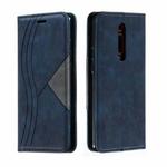 For Xiaomi Redmi K20/K20 Pro/Mi 9T Splicing Color Magnetic Hem Horizontal Flip Leather Case with Holder & Card Slots(Blue)