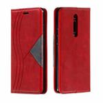 For Xiaomi Redmi K20/K20 Pro/Mi 9T Splicing Color Magnetic Hem Horizontal Flip Leather Case with Holder & Card Slots(Red)