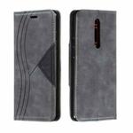 For Xiaomi Redmi K20/K20 Pro/Mi 9T Splicing Color Magnetic Hem Horizontal Flip Leather Case with Holder & Card Slots(Grey)