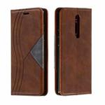 For Xiaomi Redmi K20/K20 Pro/Mi 9T Splicing Color Magnetic Hem Horizontal Flip Leather Case with Holder & Card Slots(Brown)