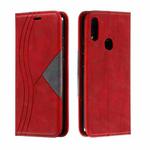 For Xiaomi Redmi Note 7 Splicing Color Magnetic Hem Horizontal Flip Leather Case with Holder & Card Slots(Red)
