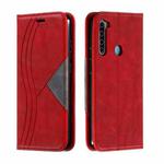 For Xiaomi Redmi Note 8 Splicing Color Magnetic Hem Horizontal Flip Leather Case with Holder & Card Slots(Red)